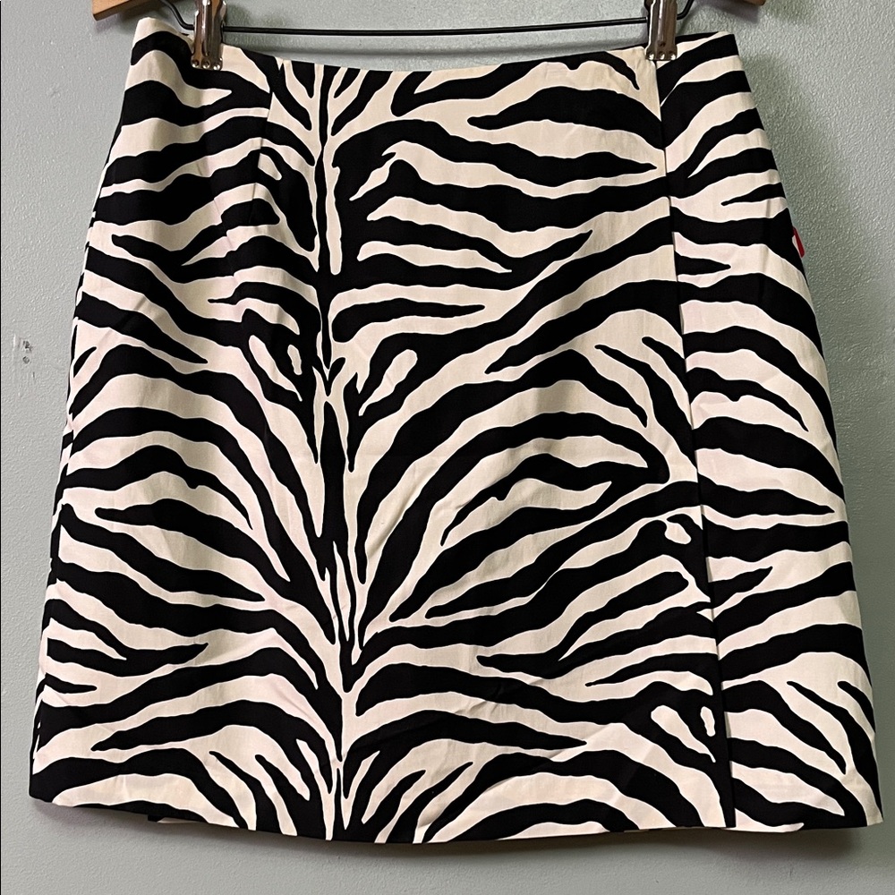 Finity Black and White Zebra Print Silk Cotton Blend Mini Skirt